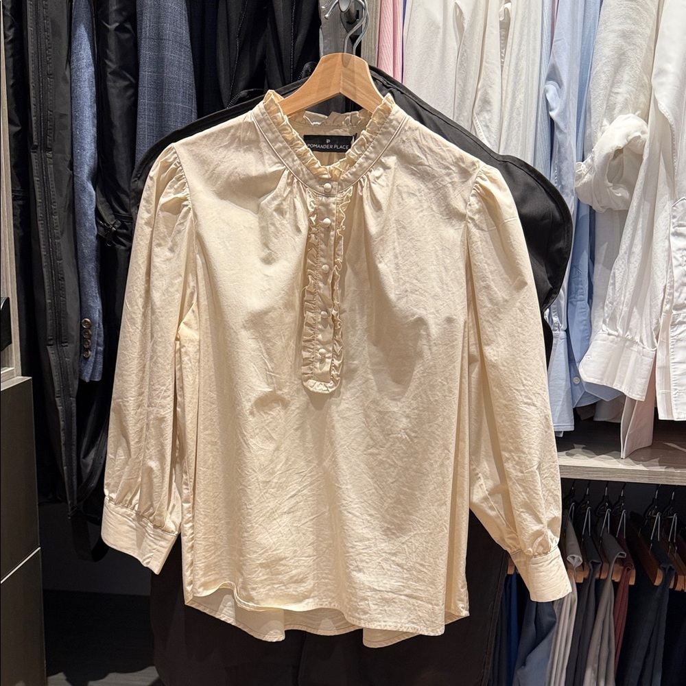 Pomander Place Ivory Button-Down Blouse